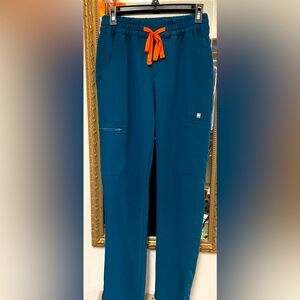 Figs High waisted Yola skinny scrub pants Peacock Blue